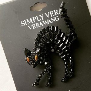 Simply Vera Wang Hematite Skull & Black Cat Pins